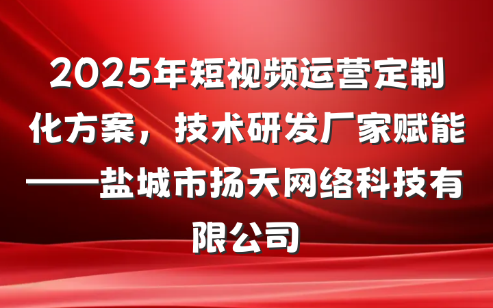 2025年短视频运营定制化方案,技术研发厂家赋能——盐城市扬天网络科技有限公司