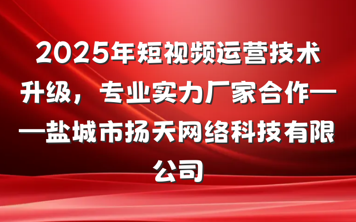 2025年短视频运营技术升级,专业实力厂家合作——盐城市扬天网络科技有限公司