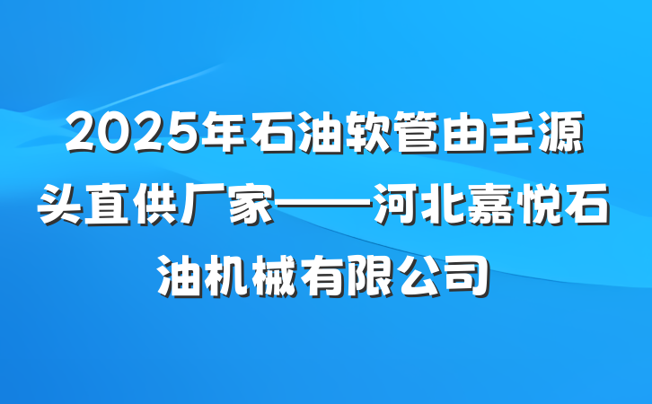 2025年石油软管由壬源头直供厂家——河北嘉悦石油机械有限公司