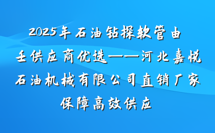 2025年石油钻探软管由壬供应商优选——河北嘉悦石油机械有限公司直销厂家保障高效供应