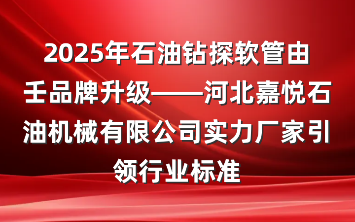 2025年石油钻探软管由壬品牌升级——河北嘉悦石油机械有限公司实力厂家引领行业标准