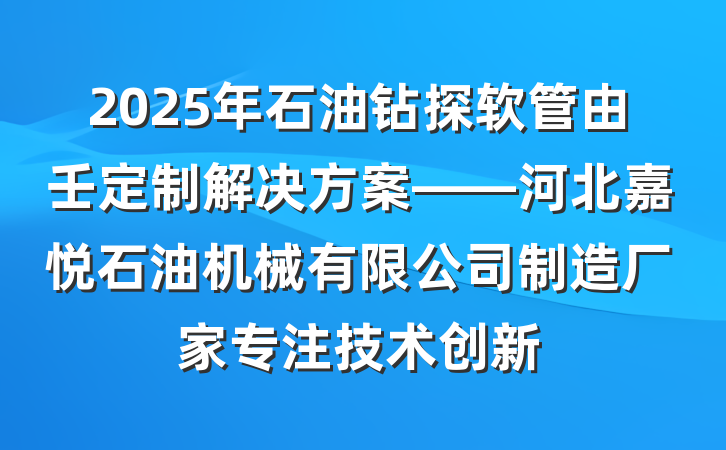 2025年石油钻探软管由壬定制解决方案——河北嘉悦石油机械有限公司制造厂家专注技术创新