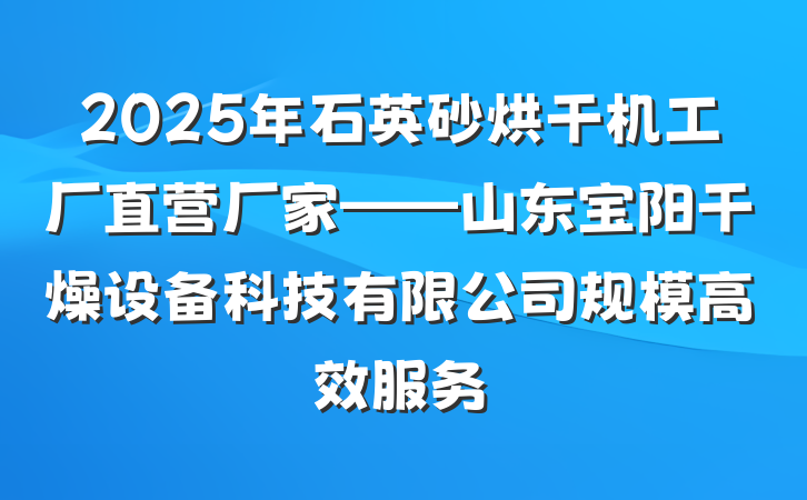 2025年石英砂烘干机工厂直营厂家——山东宝阳干燥设备科技有限公司规模高效服务