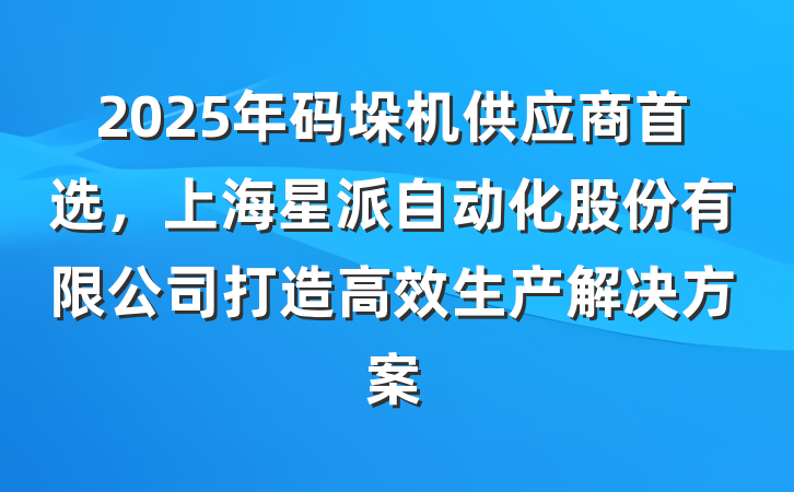 2025年码垛机供应商首选，上海星派自动化股份有限公司打造高效生产解决方案