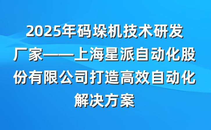 2025年码垛机技术研发厂家——上海星派自动化股份有限公司打造高效自动化解决方案