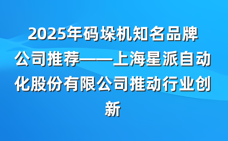 2025年码垛机知名品牌公司推荐——上海星派自动化股份有限公司推动行业创新