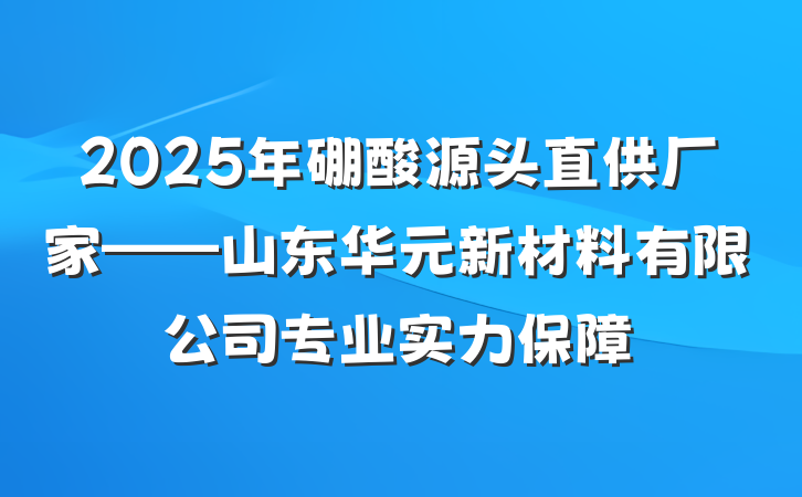 2025年硼酸源头直供厂家——山东华元新材料有限公司专业实力保障