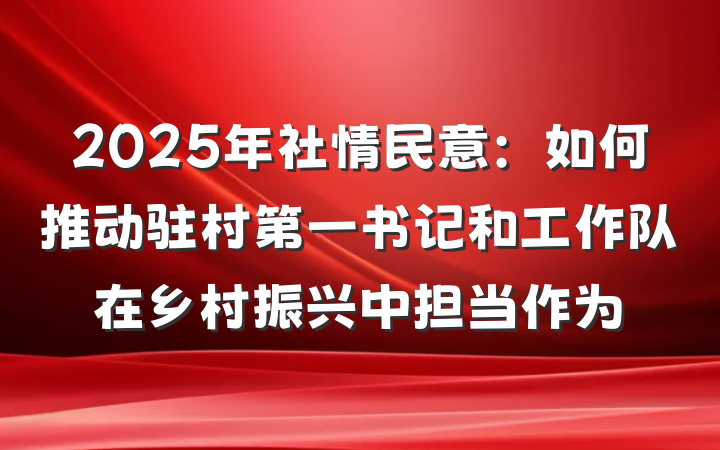 2025年社情民意：如何推动驻村第一书记和工作队在乡村振兴中担当作为
