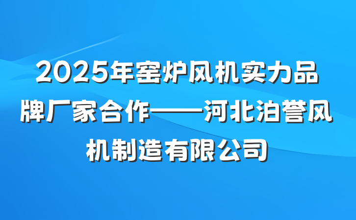2025年窑炉风机实力品牌厂家合作——河北泊誉风机制造有限公司