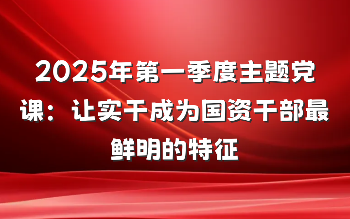 2025年第一季度主题党课：让实干成为国资干部最鲜明的特征