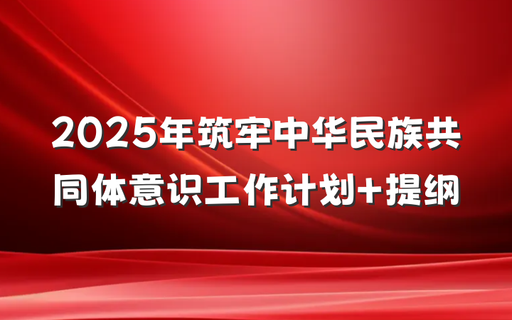 2025年筑牢中华民族共同体意识工作计划 提纲