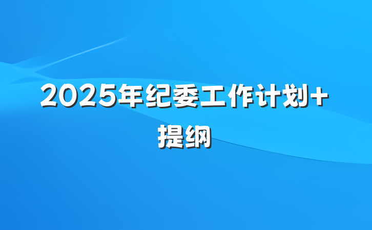 2025年纪委工作计划 提纲