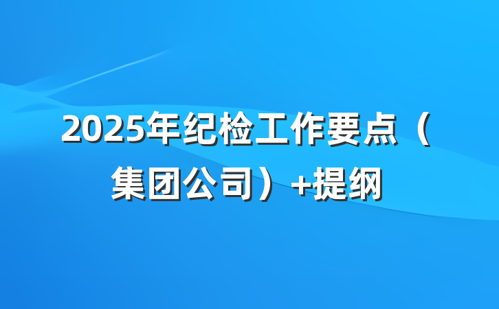 2025年纪检工作要点（集团公司） 提纲