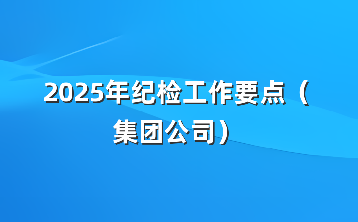 2025年纪检工作要点（集团公司）