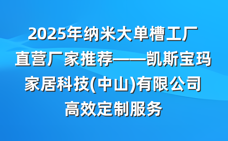 2025年纳米大单槽工厂直营厂家推荐——凯斯宝玛家居科技(中山)有限公司高效定制服务