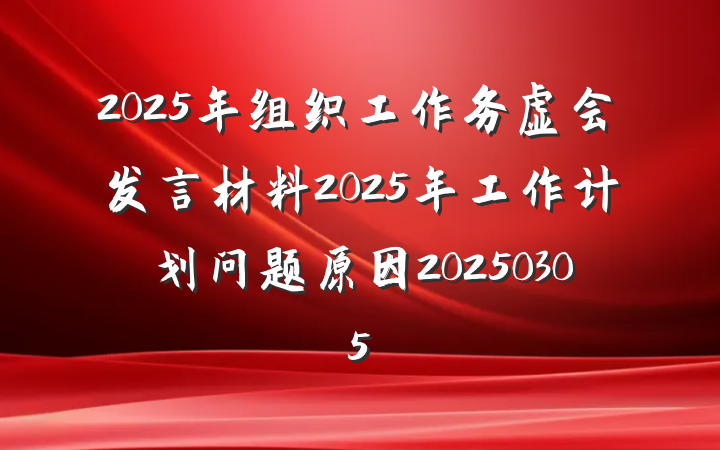 2025年组织工作务虚会发言材料2025年工作计划问题原因20250305