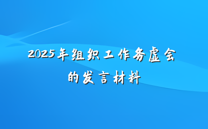2025年组织工作务虚会的发言材料