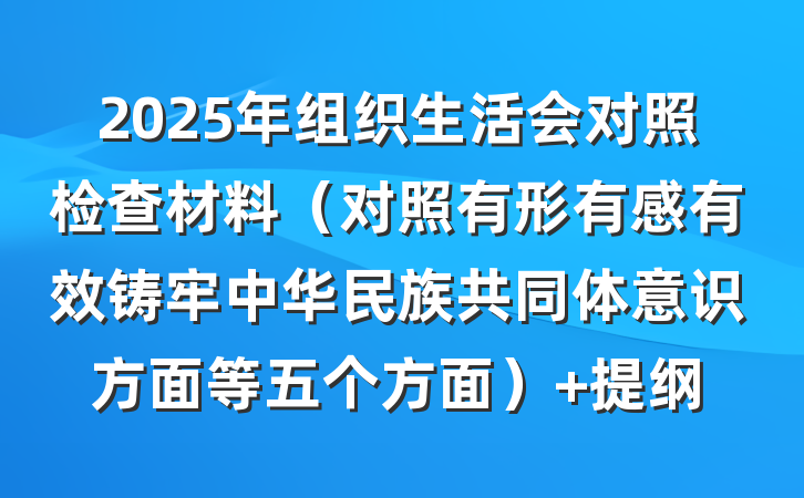 2025年组织生活会对照检查材料（对照有形有感有效铸牢中华民族共同体意识方面等五个方面） 提纲