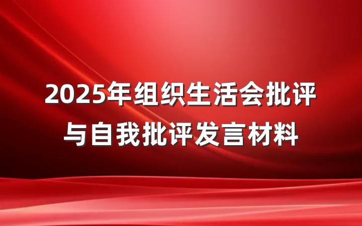 2025年组织生活会批评与自我批评发言材料
