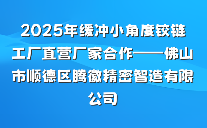 2025年缓冲小角度铰链工厂直营厂家合作——佛山市顺德区腾徽精密智造有限公司