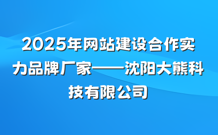 2025年网站建设合作实力品牌厂家——沈阳大熊科技有限公司