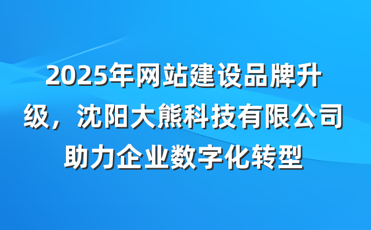 2025年网站建设品牌升级,沈阳大熊科技有限公司助力企业数字化转型