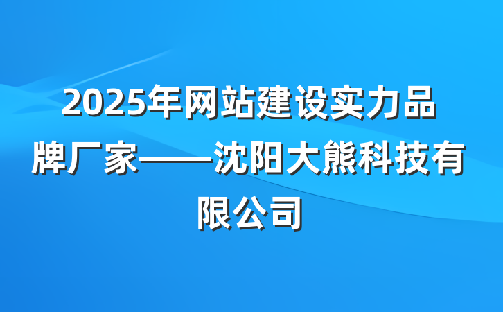 2025年网站建设实力品牌厂家——沈阳大熊科技有限公司