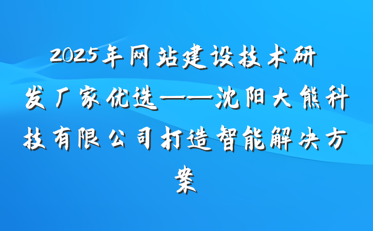 2025年网站建设技术研发厂家优选——沈阳大熊科技有限公司打造智能解决方案