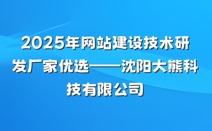 2025年网站建设技术研发厂家优选——沈阳大熊科技有限公司