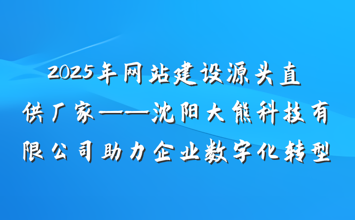 2025年网站建设源头直供厂家——沈阳大熊科技有限公司助力企业数字化转型