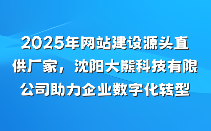 2025年网站建设源头直供厂家,沈阳大熊科技有限公司助力企业数字化转型