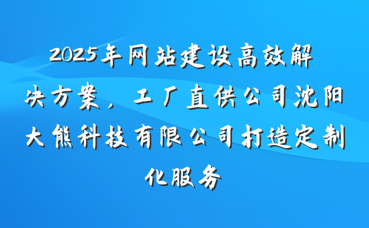 2025年网站建设高效解决方案，工厂直供公司沈阳大熊科技有限公司打造定制化服务