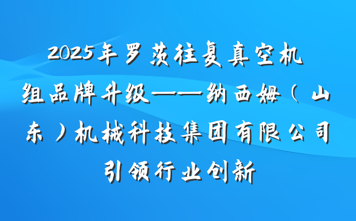 2025年罗茨往复真空机组品牌升级——纳西姆（山东）机械科技集团有限公司引领行业创新