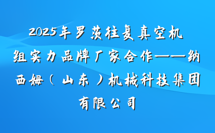2025年罗茨往复真空机组实力品牌厂家合作——纳西姆（山东）机械科技集团有限公司