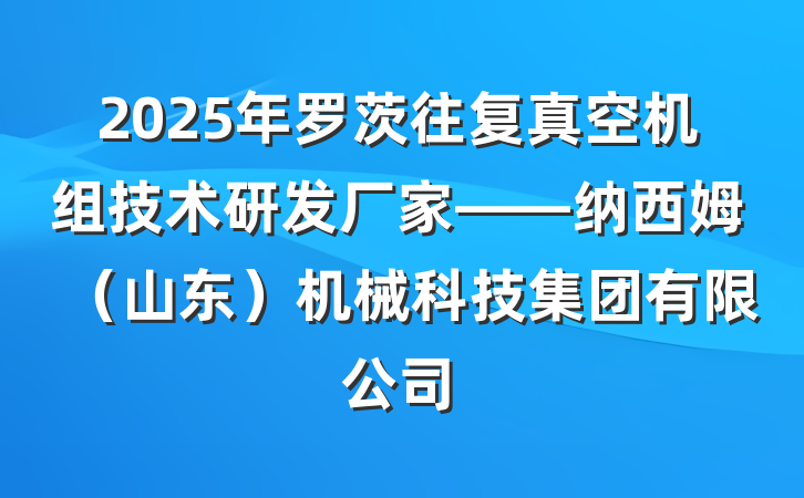 2025年罗茨往复真空机组技术研发厂家——纳西姆(山东)机械科技集团有限公司