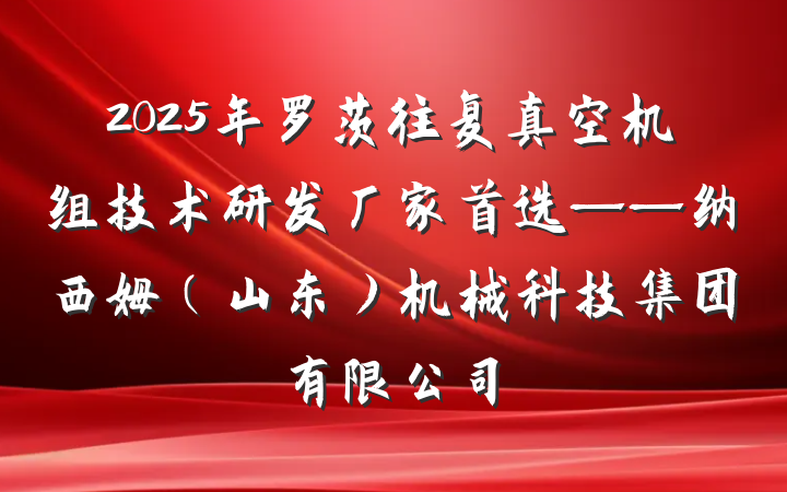 2025年罗茨往复真空机组技术研发厂家首选——纳西姆（山东）机械科技集团有限公司