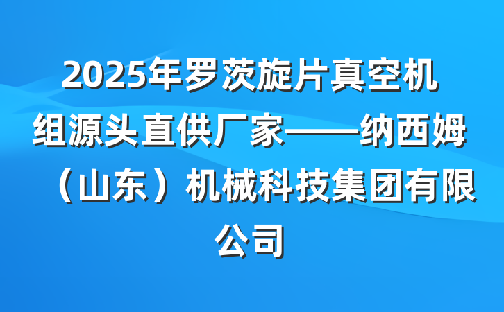 2025年罗茨旋片真空机组源头直供厂家——纳西姆（山东）机械科技集团有限公司
