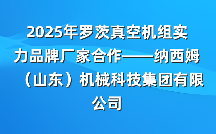 2025年罗茨真空机组实力品牌厂家合作——纳西姆(山东)机械科技集团有限公司