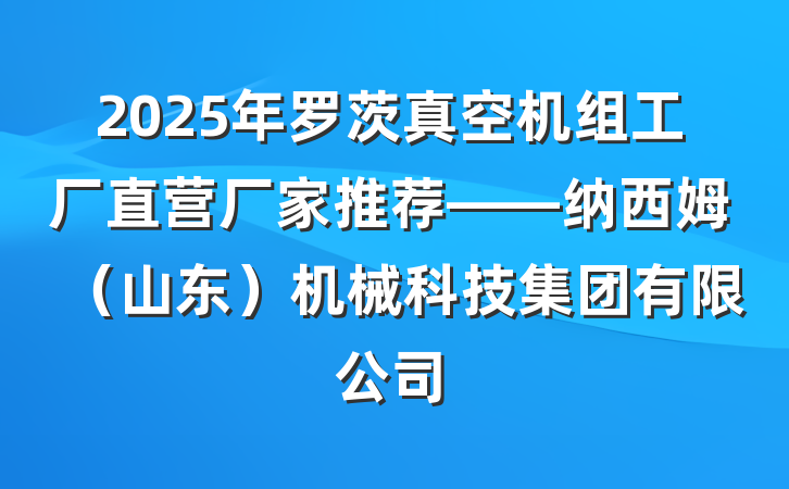 2025年罗茨真空机组工厂直营厂家推荐——纳西姆(山东)机械科技集团有限公司
