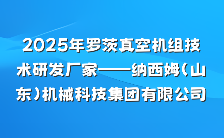 2025年罗茨真空机组技术研发厂家——纳西姆(山东)机械科技集团有限公司