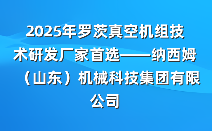2025年罗茨真空机组技术研发厂家首选——纳西姆(山东)机械科技集团有限公司