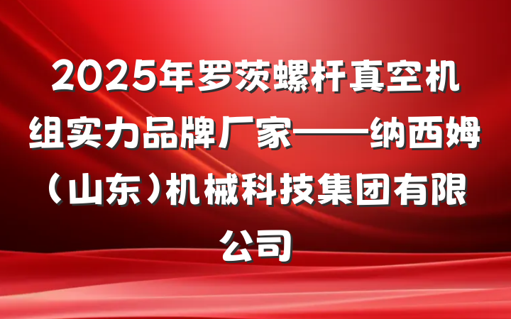 2025年罗茨螺杆真空机组实力品牌厂家——纳西姆（山东）机械科技集团有限公司