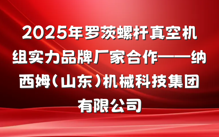 2025年罗茨螺杆真空机组实力品牌厂家合作——纳西姆(山东)机械科技集团有限公司