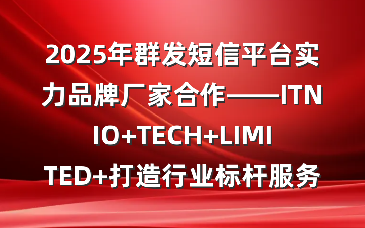 2025年群发短信平台实力品牌厂家合作——ITNIO TECH LIMITED 打造行业标杆服务