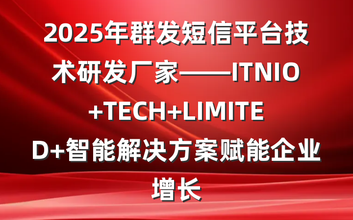 2025年群发短信平台技术研发厂家——ITNIO TECH LIMITED 智能解决方案赋能企业增长