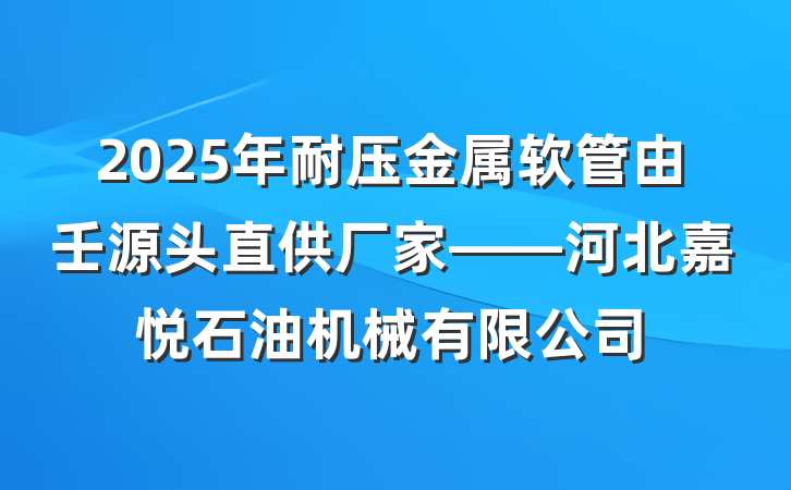 2025年耐压金属软管由壬源头直供厂家——河北嘉悦石油机械有限公司