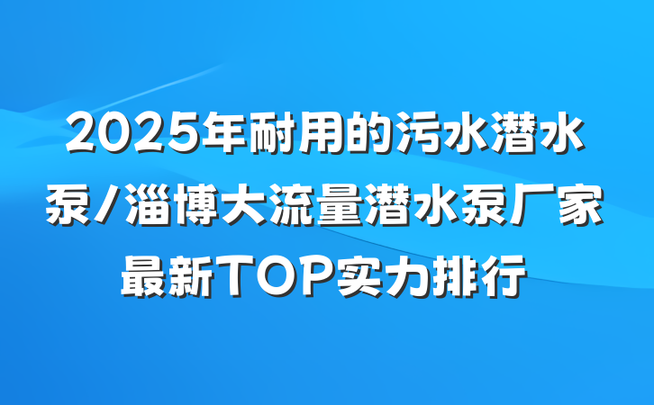 2025年耐用的污水潜水泵/淄博大流量潜水泵厂家最新TOP实力排行