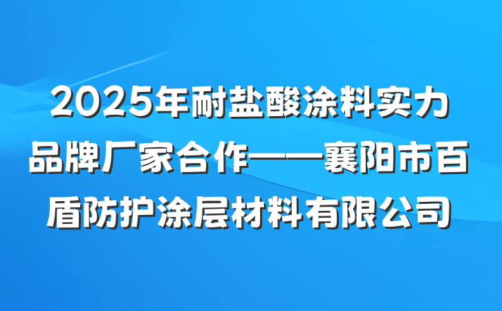 2025年耐盐酸涂料实力品牌厂家合作——襄阳市百盾防护涂层材料有限公司