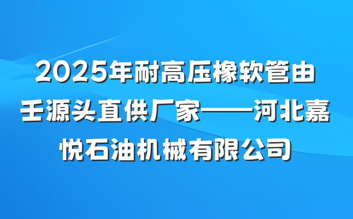 2025年耐高压橡软管由壬源头直供厂家——河北嘉悦石油机械有限公司
