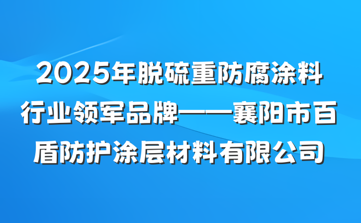 2025年脱硫重防腐涂料行业领军品牌——襄阳市百盾防护涂层材料有限公司